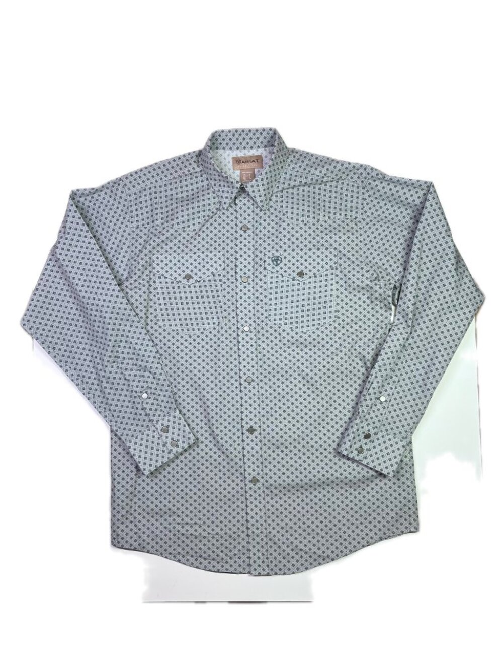 Ariat Men's S Wrinkle-Free Edward Western Shirt Snap Long Sleeve Grey Cotton - Picture 3 of 10
